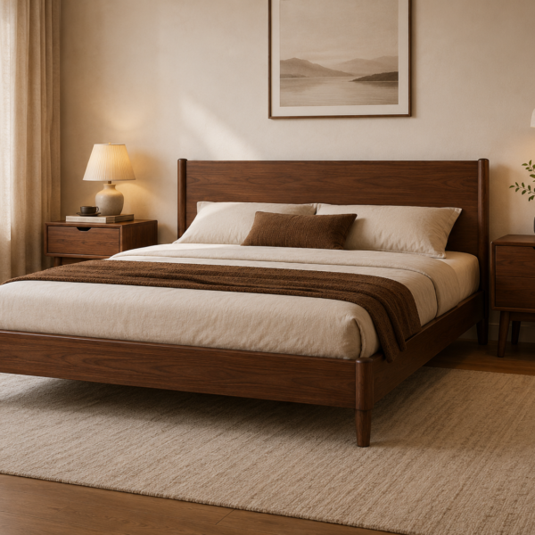 Atlas Solid Wood Walnut Bed Frame - Solid Wood Furniture by Artisan Elm