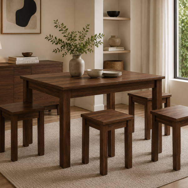 Walnut Solid Wood Dining Table Set - Solid Wood Furniture by Artisan Elm