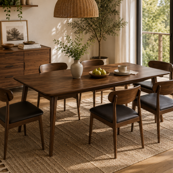 Aurora Solid Wood Dining Table Set for 6(Pre-Order) - Solid Wood Furniture by Artisan Elm